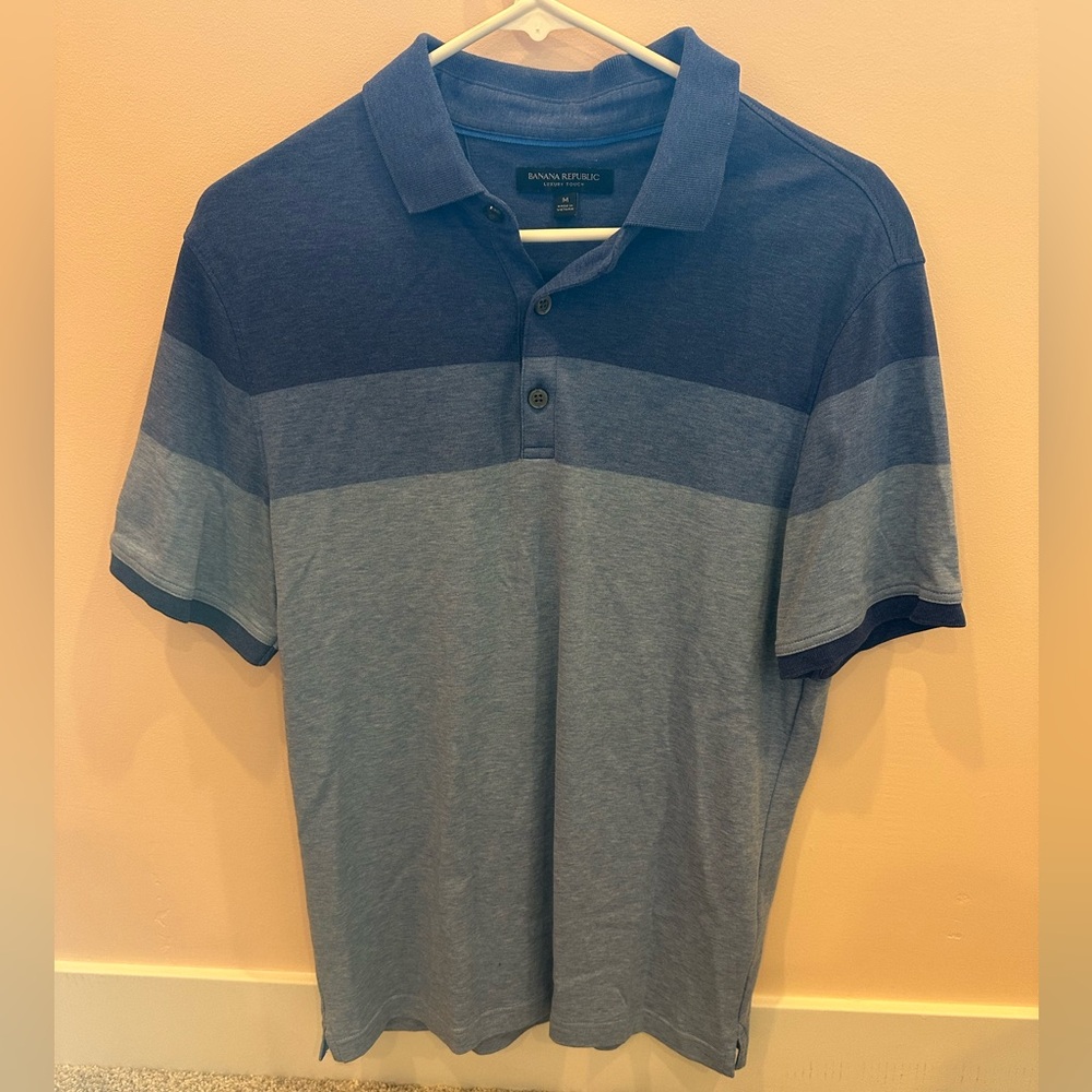 Banana Republic Blue Two-Tone Polo Shirt